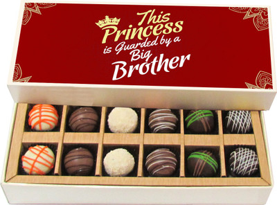 Chocholik Rakshabandhan Gift Box - This Princess Is Guarded by a Big Brother - Dark, Milk, White Chocolate Truffles - 12pc Truffles(180 g)
Chocholik Rakshabandhan Gift Box - This Princess Is Guarded by a Big Brother - Dark, Milk, White Chocolate Truffles - 12pc Truffles(180 g)