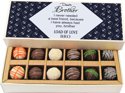 Chocholik Rakshabandhan Gift Box - Load of Love Brother - Dark, Milk, White Chocolate Truffles - 12pc Truffles(180 g)
Chocholik Rakshabandhan Gift Box - Load of Love Brother - Dark, Milk, White Chocolate Truffles - 12pc Truffles(180 g)