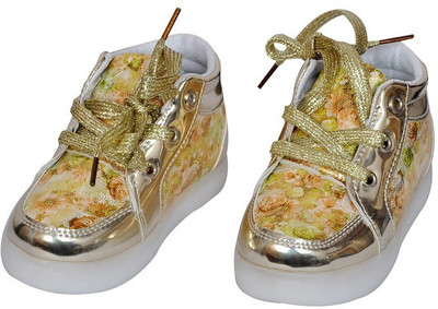 PASSION PETALS Girls Velcro Sneakers(Gold