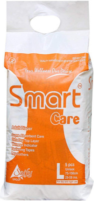 Smart Care Super Absorbent, Leg gathers, Wetness indicator, Fastening tapes and ultra top layer Adult Diaper 5 large pcs(Pack of 3) Adult Diapers - L(15 Pieces)
Smart Care Super Absorbent, Leg gathers, Wetness indicator, Fastening tapes and ultra top layer Adult Diaper 5 large pcs(Pack of 3) Adult Diapers - L(15 Pieces)