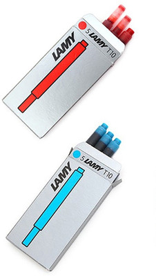 Lamy T-10 Red (1 Pack) + Turquoise (1 Pack) Ink Cartridge(Pack of 2)