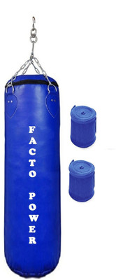 FACTO POWER 5.5 Feet Long, PU Material, Blue Color, Unfilled with Hanging Chain and 9 Freet Long Blue Color Hand Wrap Pair Boxing Kit
FACTO POWER 5.5 Feet Long, PU Material, Blue Color, Unfilled with Hanging Chain and 9 Freet Long Blue Color Hand Wrap Pair Boxing Kit