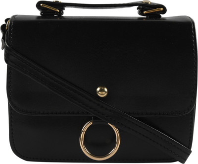 Kojar Women Casual Black Leatherette Sling Bag