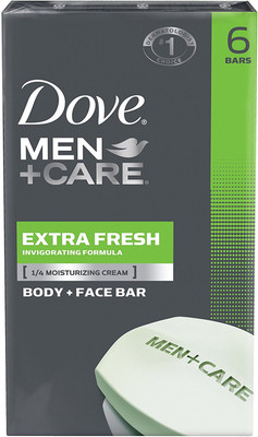 Dove Men+Care Body and Face Bar, Extra Fresh (Pack of 6 x 4oz) - 678g (24oz)(678 g, Pack of 6)