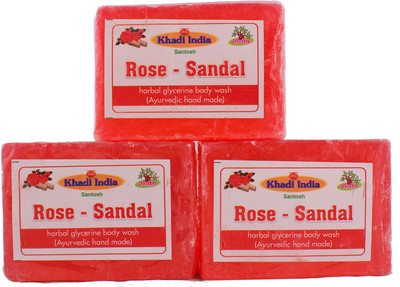 Khadi India Santosh Rose - Sandal Harbal Glycerin Body Wash Soap (Ayurvedic Hand Made) (Pack of 3)(375 g, Pack of 3)
Khadi India Santosh Rose - Sandal Harbal Glycerin Body Wash Soap (Ayurvedic Hand Made) (Pack of 3)(375 g, Pack of 3)