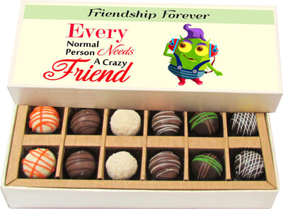 Chocholik Friendship Gift Every Normal Person Needs a Crazy Friend - Dark, Milk, White Chocolate Truffles -12pc Truffles(180 g)
Chocholik Friendship Gift Every Normal Person Needs a Crazy Friend - Dark, Milk, White Chocolate Truffles -12pc Truffles(180 g)