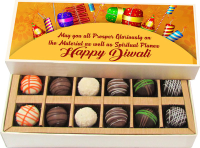 Chocholik Diwali Gifts - Gloriously Diwali - Dark, Milk, White Chocolate Truffles - 12pc Truffles(180 g)
Chocholik Diwali Gifts - Gloriously Diwali - Dark, Milk, White Chocolate Truffles - 12pc Truffles(180 g)