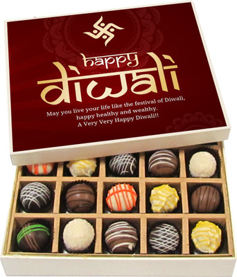 Chocholik Diwali Gifts - Festival of Diwali Healthy and Wealthy - Dark, Milk, White Chocolate Truffles - 20pc Truffles(300 g)