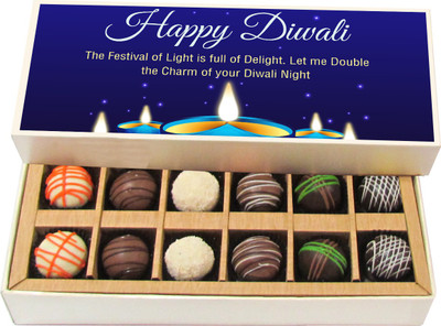 Chocholik Diwali Sweets - The Festival of Light Is Full of Delight - Dark, Milk, White Chocolate Truffles - 12pc Truffles(180 g)
Chocholik Diwali Sweets - The Festival of Light Is Full of Delight - Dark, Milk, White Chocolate Truffles - 12pc Truffles(180 g)