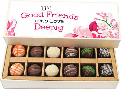 Chocholik Friendship Gift Be Good Friends Who Love Deeply - Dark, Milk, White Chocolate Truffles -12pc Truffles(180 g)
Chocholik Friendship Gift Be Good Friends Who Love Deeply - Dark, Milk, White Chocolate Truffles -12pc Truffles(180 g)