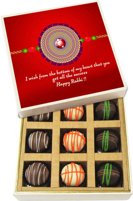 Chocholik Rakhi Gift Box - I wish from the bottom of my heart - Dark, Milk, White Chocolate Truffles - 9pc Truffles(135 g)
Chocholik Rakhi Gift Box - I wish from the bottom of my heart - Dark, Milk, White Chocolate Truffles - 9pc Truffles(135 g)