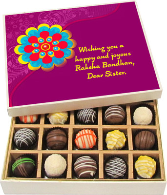 Chocholik Rakhi Gift Box - Wishing you a happy and joyous - Dark, Milk, White Chocolate Truffles - 20pc Truffles(300 g)
Chocholik Rakhi Gift Box - Wishing you a happy and joyous - Dark, Milk, White Chocolate Truffles - 20pc Truffles(300 g)
