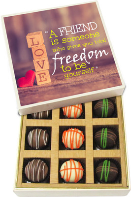 Chocholik Friendship Gift - A Friend Is Someone Who Gives You Total Freedom - Dark, Milk, White Chocolate Truffles - 9pc Truffles(135 g)
Chocholik Friendship Gift - A Friend Is Someone Who Gives You Total Freedom - Dark, Milk, White Chocolate Truffles - 9pc Truffles(135 g)