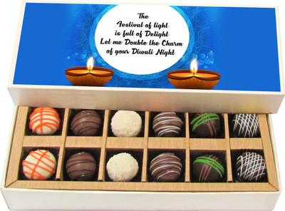 Chocholik Diwali Sweets - Double The Charm of Your Diwali Night - Dark, Milk, White Chocolate Truffles – 12pc Truffles(180 g)
Chocholik Diwali Sweets - Double The Charm of Your Diwali Night - Dark, Milk, White Chocolate Truffles – 12pc Truffles(180 g)