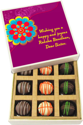 Chocholik Rakhi Gift Box - Wishing you a happy and joyous - Dark, Milk, White Chocolate Truffles - 9pc Truffles(135 g)
Chocholik Rakhi Gift Box - Wishing you a happy and joyous - Dark, Milk, White Chocolate Truffles - 9pc Truffles(135 g)