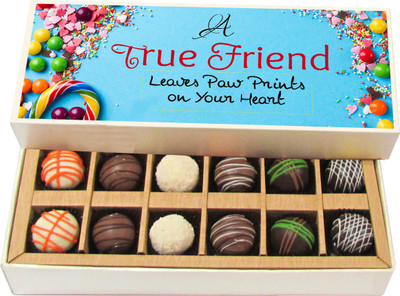 Chocholik Friendship Gift A True Friend Leaves Paw Prints on Your Heart - Dark, Milk, White Chocolate Truffles -12pc Truffles(180 g)
Chocholik Friendship Gift A True Friend Leaves Paw Prints on Your Heart - Dark, Milk, White Chocolate Truffles -12pc Truffles(180 g)