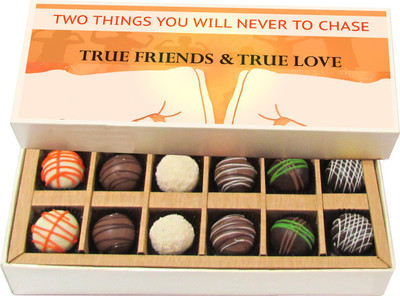 Chocholik Friendship Gift Two Thing You Will Never to Chase - Dark, Milk, White Chocolate Truffles -12pc Truffles(180 g)
Chocholik Friendship Gift Two Thing You Will Never to Chase - Dark, Milk, White Chocolate Truffles -12pc Truffles(180 g)