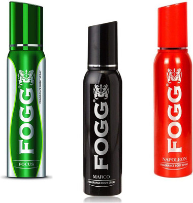 Fogg FOCUS, MARCO AND NAPOLEON FRAGRANCE BODY SPRAY (PACK OF 3 ) Deodorant Spray - For Men & Women(360 ml, Pack of 3)
Fogg FOCUS, MARCO AND NAPOLEON FRAGRANCE BODY SPRAY (PACK OF 3 ) Deodorant Spray - For Men & Women(360 ml, Pack of 3)