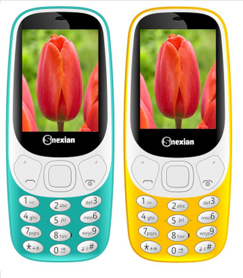 Snexian 3310 Carving Combo of Two Mobiles(Sky Blue, Yellow)