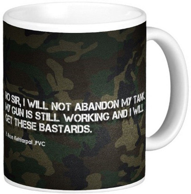 Exoctic Silver Indian Army Quotes 008 Ceramic Mug(330 ml), Green;white