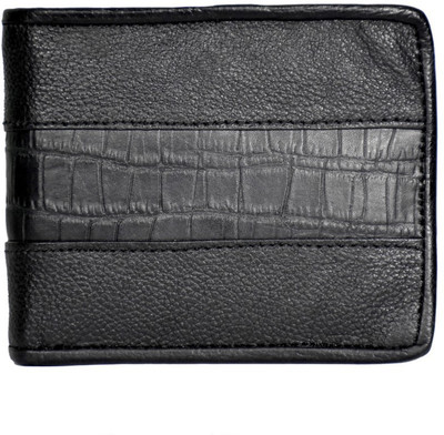 Saa Men Black Genuine Leather Wallet(3 Card Slots)