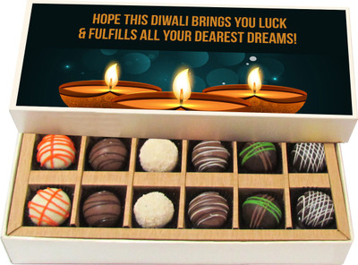 Chocholik Diwali Sweets - Hope This Diwali Brings You Luck - Dark, Milk, White Chocolate Truffles - 12pc Truffles(180 g)
Chocholik Diwali Sweets - Hope This Diwali Brings You Luck - Dark, Milk, White Chocolate Truffles - 12pc Truffles(180 g)