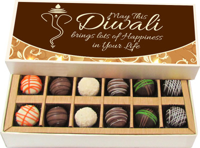 Chocholik Diwali Sweets - May This Diwali Brings Lots Of Happiness In Your Life - Dark, Milk, White Chocolate Truffles - 12pc Truffles(180 g)
Chocholik Diwali Sweets - May This Diwali Brings Lots Of Happiness In Your Life - Dark, Milk, White Chocolate Truffles - 12pc Truffles(180 g)