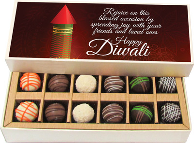 Chocholik Diwali Sweets - Rejoice On This Blessed Occasion By Spreading Joy - Dark, Milk, White Chocolate Truffles - 12pc Truffles(180 g)