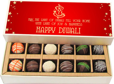 Chocholik Diwali Sweets - May The Light Of Diwali Fill Your Home With Light Of Joy - Dark, Milk, White Chocolate Truffles - 12pc Truffles(180 g)
Chocholik Diwali Sweets - May The Light Of Diwali Fill Your Home With Light Of Joy - Dark, Milk, White Chocolate Truffles - 12pc Truffles(180 g)