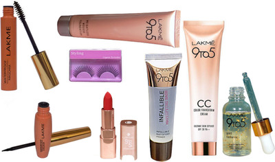 Styling Eyelashes With LAkme 9to5 Mousse foundation With Gold Radiance Face Serum With Liquid Eyeliner With Mascara & Matte Finish lipstick CC Color transform Cream With Infallilible Mattifying Primer(Set of 8)
Styling Eyelashes With LAkme 9to5 Mousse foundation With Gold Radiance Face Serum With Liquid Eyeliner With Mascara & Matte Finish lipstick CC Color transform Cream With Infallilible Mattifying Primer(Set of 8)