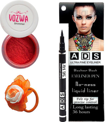 Vozwa Red Eyeshadow Shimmer Powder, No-mess black Eyeliner Pen and Band(Set of 3)
Vozwa Red Eyeshadow Shimmer Powder, No-mess black Eyeliner Pen and Band(Set of 3)