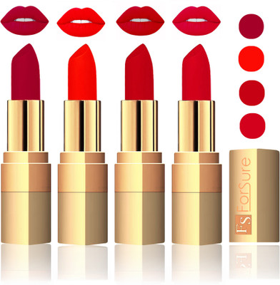 Forsure Golden Velvet Matte Lipstick(Plum,Hot Red,Maroon,Mauve, 14 g)