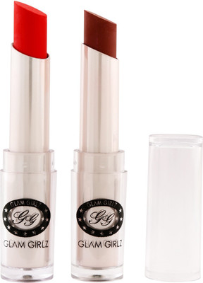 Glam Girlz Matte Lipstick-Combo(02&26)(Bright Red, Brown)