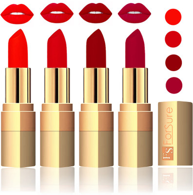 Forsure Golden Velvet Matte Lipstick(Hot Red,Soft Red,Maroon,Plum, 14 g)
