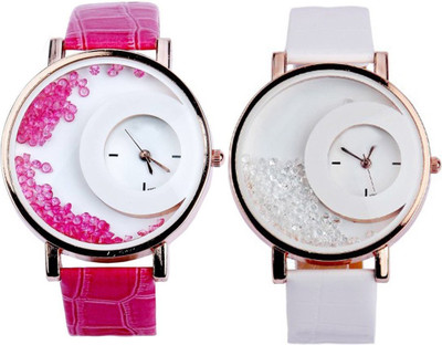 DURVA RETAIL Stylish Moving Pink And White Watch Watch - For Girls
