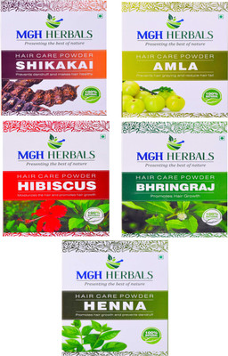 MGH Herbals Shikakai, Amla, Hibiscus, Bhingraj & Henna (Pack of 5)(500 g)
