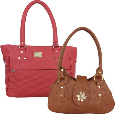 Element Cart Hand-held Bag(Pink, Brown), Brown;pink