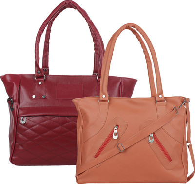 Fillin Cart Hand-held Bag(Maroon, Tan)