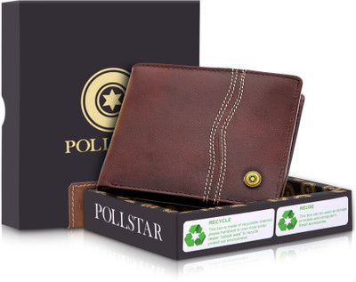 POLLSTAR Men Brown Genuine Leather Wallet(6 Card Slots)