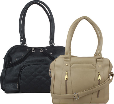 Fillin Cart Shoulder Bag(Black, Beige), Beige;black