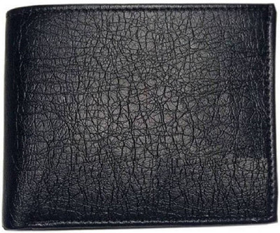 DELMA Men Black Genuine Leather Wallet(3 Card Slots)