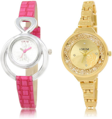 LOREM LR205-224 Stylish Gold & Silver Round Girl's Metal Bracelet & Leather Watch - For Women
LOREM LR205-224 Stylish Gold & Silver Round Girl's Metal Bracelet & Leather Watch - For Women