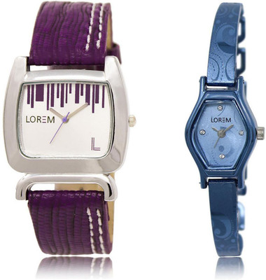 LOREM LR207-218 Stylish Blue & White Contemporary & Square Girl's Metal Bracelet & Leather Watch - For Women
LOREM LR207-218 Stylish Blue & White Contemporary & Square Girl's Metal Bracelet & Leather Watch - For Women
