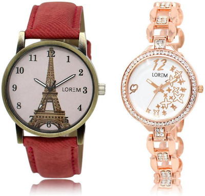 LOREM LR210-230 Stylish White & Pink Round Girl's Metal Bracelet & Leather Watch - For Women
LOREM LR210-230 Stylish White & Pink Round Girl's Metal Bracelet & Leather Watch - For Women