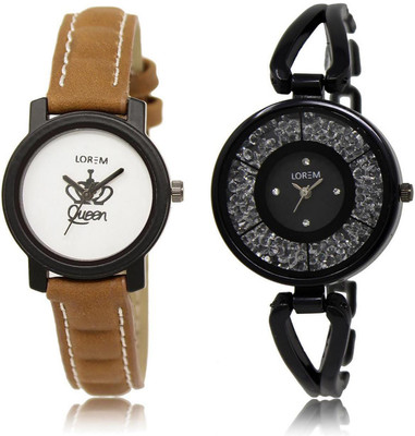LOREM LR209-211 Stylish Black & White Round Girl's Metal Bracelet & Leather Watch - For Women
LOREM LR209-211 Stylish Black & White Round Girl's Metal Bracelet & Leather Watch - For Women
