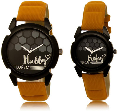 LOREM LR32-235 Stylish Black Round Boy's & Girl's Leather Watch - For Men & Women