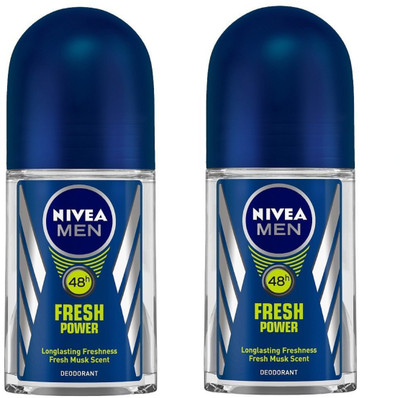 Nivea Men Fresh Power Deodorant Roll-On 50ML Each (Pack of 2) Deodorant Roll-on - For Men(100 ml, Pack of 2)
Nivea Men Fresh Power Deodorant Roll-On 50ML Each (Pack of 2) Deodorant Roll-on - For Men(100 ml, Pack of 2)