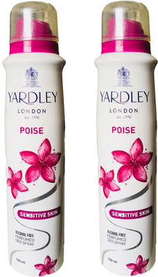 Yardley London Poise Sensitive Skin Alcohole Free Perfumed Deo Spray 150ML Each (Pack of 2) Deodorant Spray - For Women(300 ml, Pack of 2)
Yardley London Poise Sensitive Skin Alcohole Free Perfumed Deo Spray 150ML Each (Pack of 2) Deodorant Spray - For Women(300 ml, Pack of 2)
