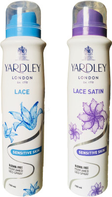 Yardley London Lace and Lace Satin Sensitive Skin Alcohole Free Perfumed Deo Spray 150ML Each (Pack of 2) Deodorant Spray - For Women(300 ml, Pack of 2)
Yardley London Lace and Lace Satin Sensitive Skin Alcohole Free Perfumed Deo Spray 150ML Each (Pack of 2) Deodorant Spray - For Women(300 ml, Pack of 2)