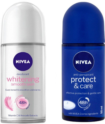 Nivea Women Whitening Smooth Skin and Protect & Care Deodorant Roll-On 50ML Each (Pack of 2) Deodorant Roll-on - For Women(100 ml, Pack of 2)
Nivea Women Whitening Smooth Skin and Protect & Care Deodorant Roll-On 50ML Each (Pack of 2) Deodorant Roll-on - For Women(100 ml, Pack of 2)